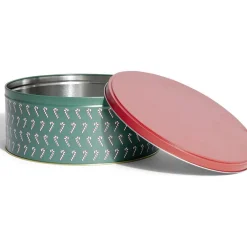 Gifi Conservation Alimentaire^Boîte à biscuits de Noël ronde en métal rouge et vert x3