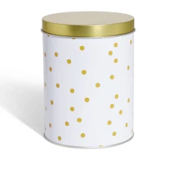 Gifi Conservation Alimentaire^Boîte à biscuits ronde métal blanc doré Ø10,5H14cm