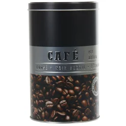 Gifi Conservation Alimentaire^Boîte à café ronde en métal décorée noir