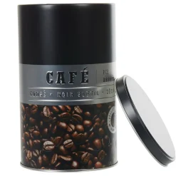Gifi Conservation Alimentaire^Boîte à café ronde en métal décorée noir