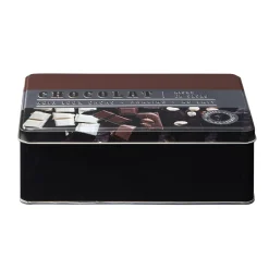Gifi Conservation Alimentaire^Boîte à chocolat rectangulaire en métal décorée marron