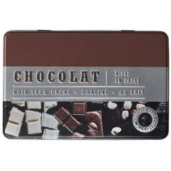 Gifi Conservation Alimentaire^Boîte à chocolat rectangulaire en métal décorée marron