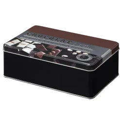 Gifi Conservation Alimentaire^Boîte à chocolat rectangulaire en métal décorée marron