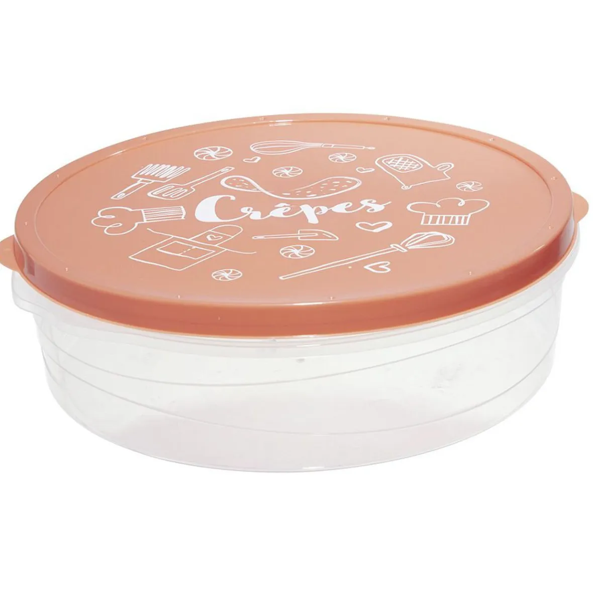 Gifi Conservation Alimentaire^Boîte à crêpes ronde avec couvercle imprimé motif cuisine Ø28xH9 cm