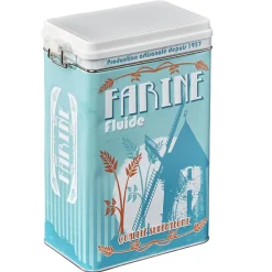 Gifi Conservation Alimentaire^Boîte à farine en métal design vintage bleu