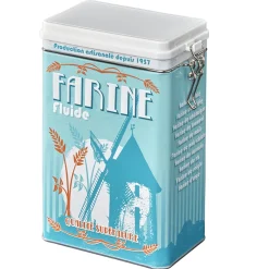 Gifi Conservation Alimentaire^Boîte à farine en métal design vintage bleu