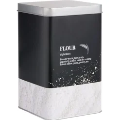 Gifi Conservation Alimentaire^Boîte à farine en métal noir design flour - 10,7x10,7xH.17,5cm