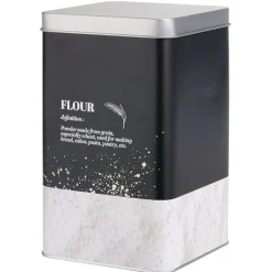 Gifi Conservation Alimentaire^Boîte à farine en métal noir design flour - 10,7x10,7xH.17,5cm