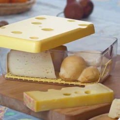 Gifi Conservation Alimentaire^Boîte à fromage avec couvercle transparente et jaune 3 L