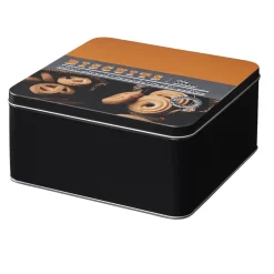 Gifi Conservation Alimentaire^Boîte à gâteaux carrée en métal décorée marron