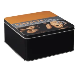 Gifi Conservation Alimentaire^Boîte à gâteaux carrée en métal décorée marron
