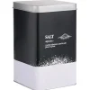 Gifi Conservation Alimentaire^Boîte à sel en métal noir et gris design salt - 10,7x10,7xH.17,5cm