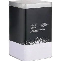 Gifi Conservation Alimentaire^Boîte à sel en métal noir et gris design salt - 10,7x10,7xH.17,5cm