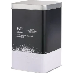 Gifi Conservation Alimentaire^Boîte à sel en métal noir et gris design salt - 10,7x10,7xH.17,5cm