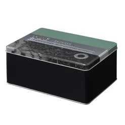 Gifi Conservation Alimentaire^Boîte à thé rectangulaire en métal décorée verte