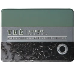 Gifi Conservation Alimentaire^Boîte à thé rectangulaire en métal décorée verte