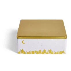 Gifi Conservation Alimentaire^Boîte alimentaire carré en fer décor doré 26x26xH10cm