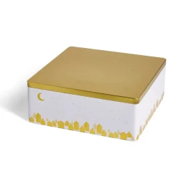 Gifi Conservation Alimentaire^Boîte alimentaire carré en fer décor doré 26x26xH10cm