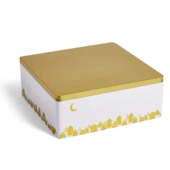 Gifi Conservation Alimentaire^Boîte alimentaire carré en fer décor doré 26x26xH10cm