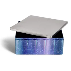 Gifi Conservation Alimentaire^Boîte alimentaire carré en fer décor bleu et argenté 26x26xH10cm