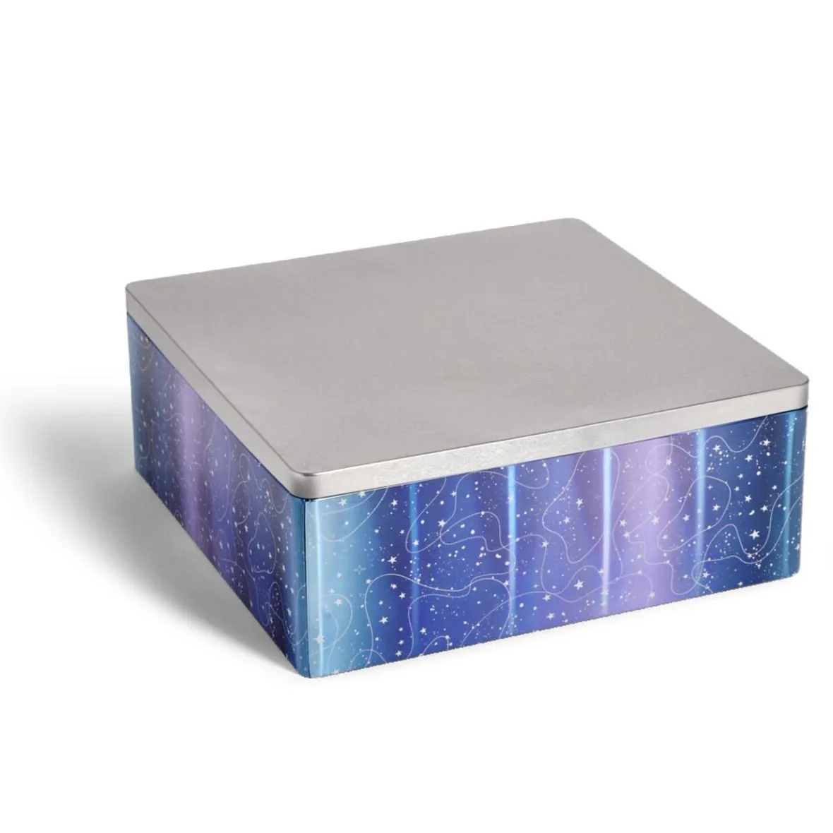 Gifi Conservation Alimentaire^Boîte alimentaire carré en fer décor bleu et argenté 26x26xH10cm