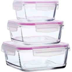 Gifi Conservation Alimentaire^Boîte alimentaire carrée en verre x3