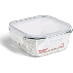 Gifi Conservation Alimentaire^Boîte alimentaire carrée en verre avec couvercle étanche à clips 800ml