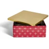 Gifi Conservation Alimentaire^Boîte alimentaire carrée motif Noël métal rouge et dorée 26x26xH10cm