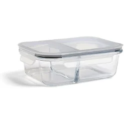 Gifi Conservation Alimentaire^Boîte alimentaire compartimentée en verre avec couvercle plastique 1L
