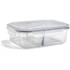 Gifi Conservation Alimentaire^Boîte alimentaire compartimentée en verre couvercle plastique 1,5L