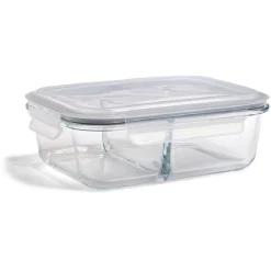 Gifi Conservation Alimentaire^Boîte alimentaire compartimentée en verre couvercle plastique 1,5L