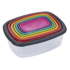 Gifi Conservation Alimentaire^Boîte alimentaire en plastique avec couvercle coloré x7