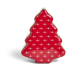 Gifi Conservation Alimentaire^Boîte alimentaire Noël forme sapin métal rouge et doré 18x14,5xH6,5cm