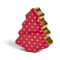 Gifi Conservation Alimentaire^Boîte alimentaire Noël forme sapin métal rouge et doré 18x14,5xH6,5cm