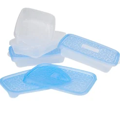 Gifi Conservation Alimentaire^Boîte alimentaire Take away 1 L transparente et bleue x4