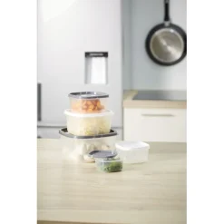 Gifi Conservation Alimentaire^Boîte alimentaire transparente couvercle gris et blanc x5