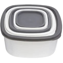 Gifi Conservation Alimentaire^Boîte alimentaire transparente couvercle gris et blanc x5