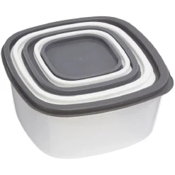 Gifi Conservation Alimentaire^Boîte alimentaire transparente couvercle gris et blanc x5