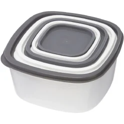 Gifi Conservation Alimentaire^Boîte alimentaire transparente couvercle gris et blanc x5