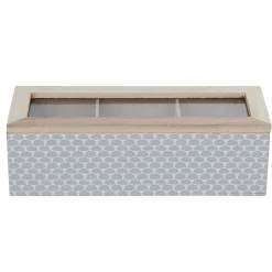 Gifi Conservation Alimentaire^Boîte déco 3 compartiments à fenêtre gris blanc