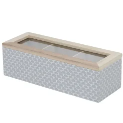 Gifi Conservation Alimentaire^Boîte déco 3 compartiments à fenêtre gris blanc