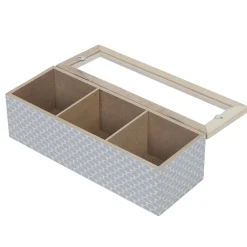 Gifi Conservation Alimentaire^Boîte déco 3 compartiments à fenêtre gris blanc