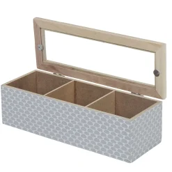 Gifi Conservation Alimentaire^Boîte déco 3 compartiments à fenêtre gris blanc