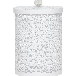 Boîte déco design métal blanc Muranu romantique dentelle Rangement