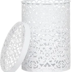 Boîte déco design métal blanc Muranu romantique dentelle Rangement