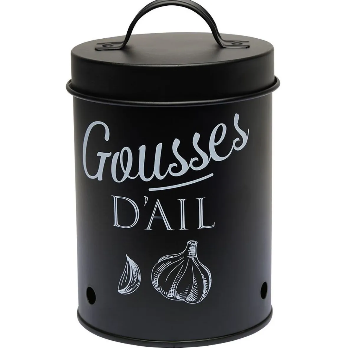 Gifi Conservation Alimentaire^Boîte de conservation métal noir pour ail