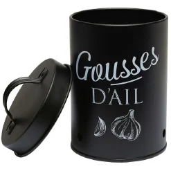 Gifi Conservation Alimentaire^Boîte de conservation métal noir pour ail