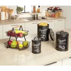 Gifi Conservation Alimentaire^Boîte de conservation métal noir pour oignon