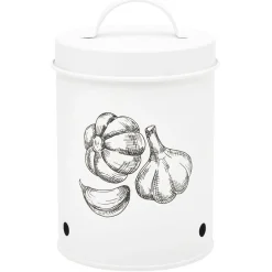 Gifi Conservation Alimentaire^Boîte de conservation pour ail en métal blanc