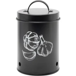 Gifi Conservation Alimentaire^Boîte de conservation pour ail en métal noir